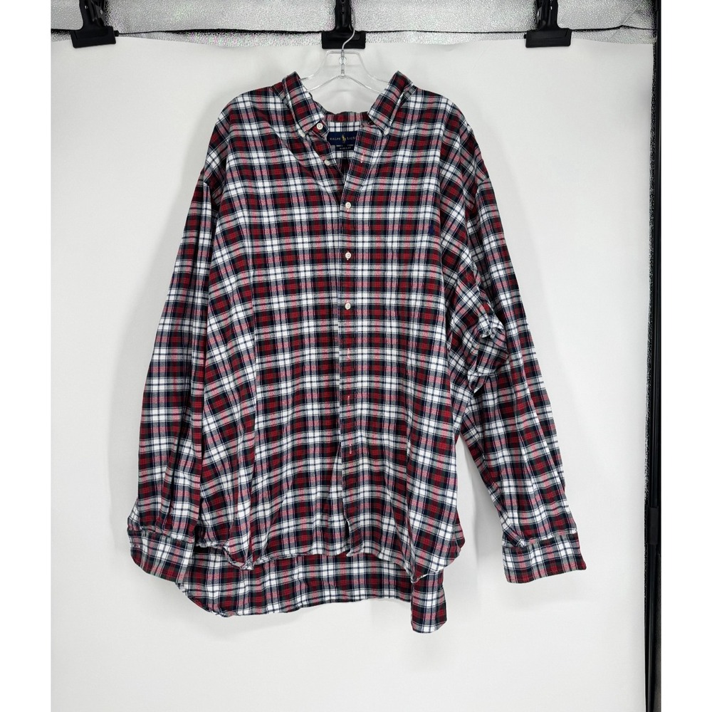 Polo Ralph Lauren Flannel 4XL Big 4XB Check Plaid Long Sleeve Button Down Pony